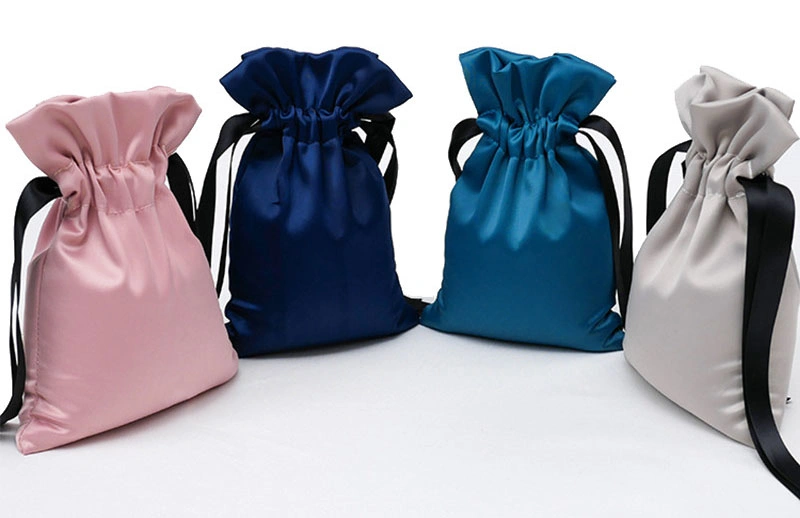 Custom Logo Soft Drawstring Satin Bracelet Jewelry Pouches Bags