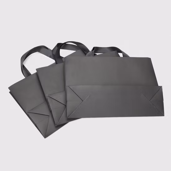 Printed Black Paper Packaging Luxury Shopping Gift Bag with Handle