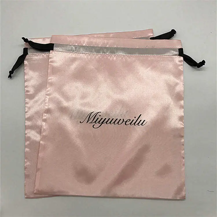 Wholesale Market Custom Logo Satin Silk Drawstring Bag for Gift Packaging